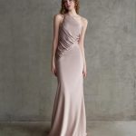 Elegant One Shoulder Ruched Satin Gown For Wedding