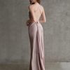 Elegant One Shoulder Ruched Satin Gown For Wedding